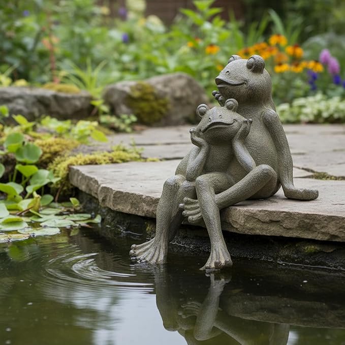 Braxio Frog Statue Outdoor Garden Decor - Large Lifelike Sitting Frog Sculpture for Patio, Yard, Pond, Realistic Garden Figurines, Resin Art Gifts 6.7 x 8 x 11 Inches
