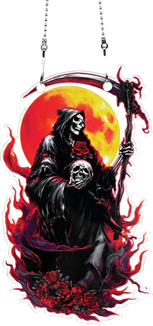 Halloween Grim Reaper Ornaments Colorful Window Hanging Decorations Home Wall Decor for Indoor Outdoor