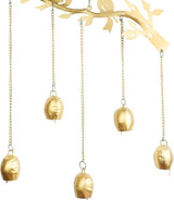 Decorative Door Hanging Metal Bird and Tree with Cow Bell Wall Wind Chime for Home Office Garden Indian Festival Traditional Decorations Return New Year Gifts Ideas(Size:- 21 Inches)(Golden)