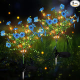 Glooglitter 2 Pack Solar Stake Lights Outdoor Decor Waterproof Mums Artificial Flowers Solar Lights for Outdoor Garden Yard Pathway Decor (Blue,Violet)