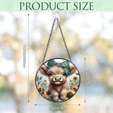 Mifoci 6.3 Inch Stained Glass Window Hanging Highland Cow Suncatchers Indoor Window Gifts for Highland Cow Lovers Room Office Decor Aesthetic