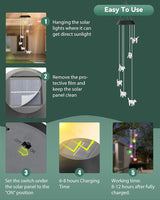 DOUBLEZHE Solar Wind Chimes for Outside, Color Changing Dog Wind Chime Outdoor Clearance, Birthday Gifts for Mom Women Grandma Wife Girls, Unique Garden Decor Colorful Patio Yard Party Decoration