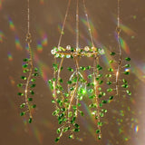 Suncalla 3 Pcs Crystal Suncatchers for Window Boho Decor Plant Sun Catchers Green Plants Artificial Hanging Wind Chime Sun Catchers with Chain Making Rainbow Indoor Outdoor Decor Plant Lover Gift
