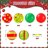 24 Pcs 7.5 Inch Christmas Inflatable Ball 6 Style Outdoor Hanging Ornament Blow Up Xmas Inflatable Ornament PVC Christmas Decoration Ball for Yard Lawn Porch Garden Front Door Holiday Decor(Red&Green)