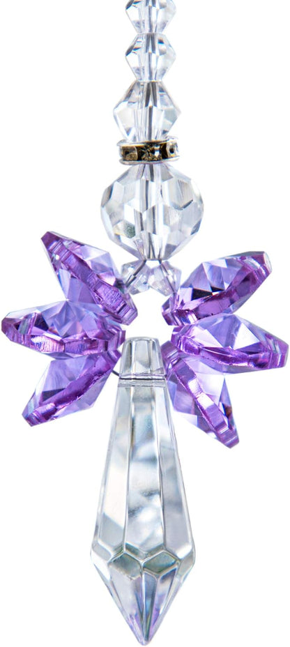 Rainbow Guardian Angel Crystal Suncatcher as Home/Car Decoration & Porch Decor & Hangings Crystal Glass Ornament for Mom (Purple)