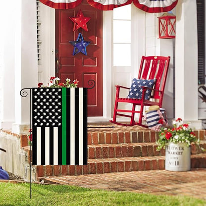 AVOIN colorlife Thin Green Line Military and Conservation Garden Flag 12x18 Inch Double Sided Outside, American Stars and Stripes Patriotic Yard Outdoor Decoration