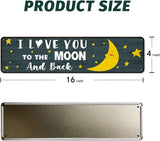 Love Home Wall Decor, Tin Sign Gift for Husband, Wife, Boyfriend, Girlfriend, Weddings, Anniversary, Birthday, Valentine’s day, 4"x16" - I Love You to the Moon And Back