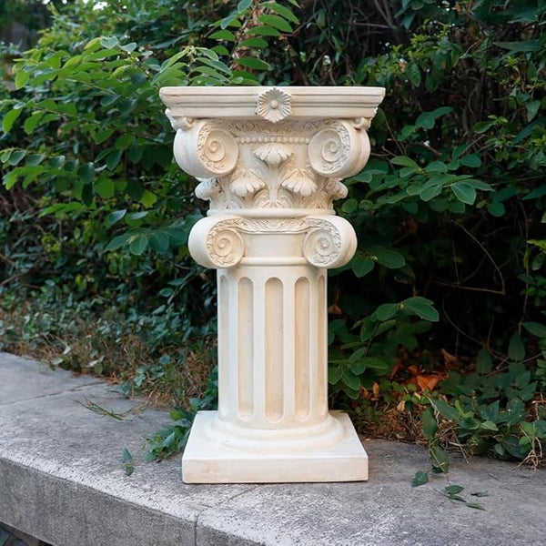 Decorative Roman Column Pedestal, English Rosette Indoor Outdoor Sculptural Garden Plinth Base Statue Riser, Weatherproof Sturdiness Plinth Base Statue Riser for Statues, Flower Pots, Decor, Cast Stone Resin (1451)
