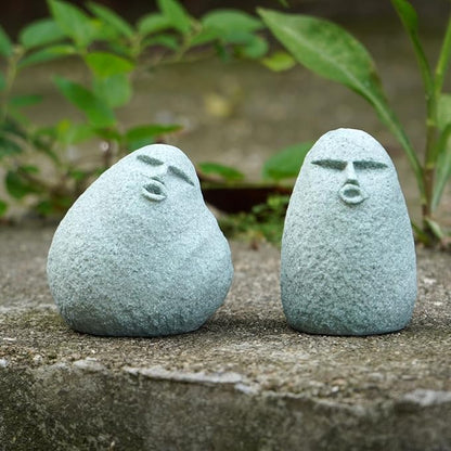 Cute Stone Primitive Man Figurine: Funny Stoneman Statue for Outdoor Decor, Carving Face Garden Home Decoration Fish Tank Ornament - Stone Man A