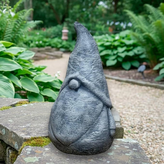 OLOMA Garden Gnome Statue Outdoor Decor Heavy Stone Statue with Protective Resin Coating Minimalist Garden Sculpture Weather Resistant Accent for Modern Yard Patio Spaces