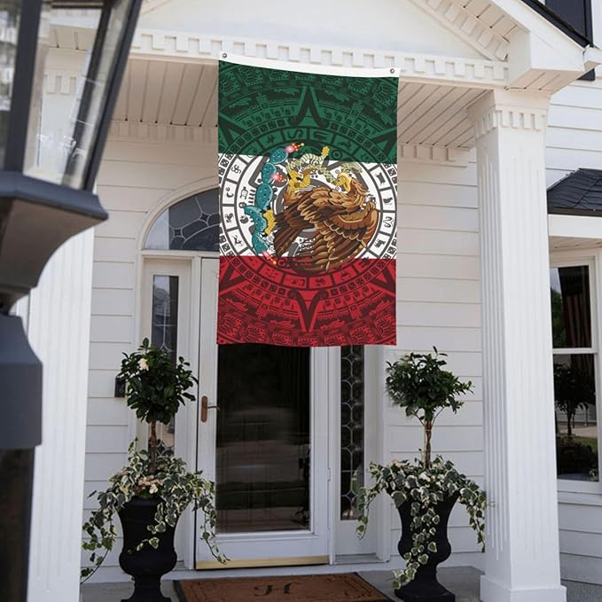 Mexican Flag – 3x5 Ft Outdoor/Indoor Durable Polyester Mexico Tapestry Vivid Color Fade Resistant Double-Sided with Brass Grommets – Mexican Banner Decor