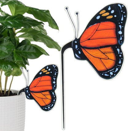 Monarch Butterfly Decorations for Pots, Acrylic Suncatcher Flower Pot Decoration Colorful Butterfly Garden Yard Decor for Spring Home Indoor Outdoor Decor Village Style, Gifts for Women