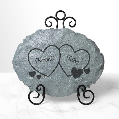 Let's Make Memories Personalized Garden Stone - Two Hearts - Couples Gift - Wedding, Anniversary for Him, for Her - Love & Romance - Garden Décor - Customize with Names
