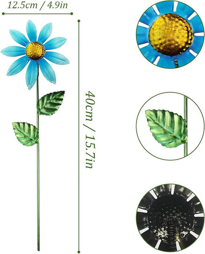 10 Pack 15.7" Outdoor Flowers, Metal Yard Art, Metal Flowers for Outside, Garden Stakes Decorative, Plants Garden Decor (Mix B)