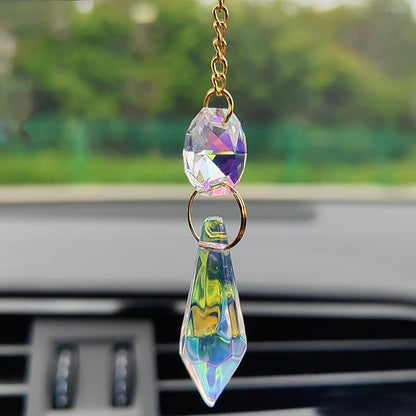 Crystal Sun Catcher Rear View Mirror Accessories, Colorful Crystals Suncatcher Car Mirror Hanging Accessories Car Decor, Hanging Ornament for Window Home Garden etc.