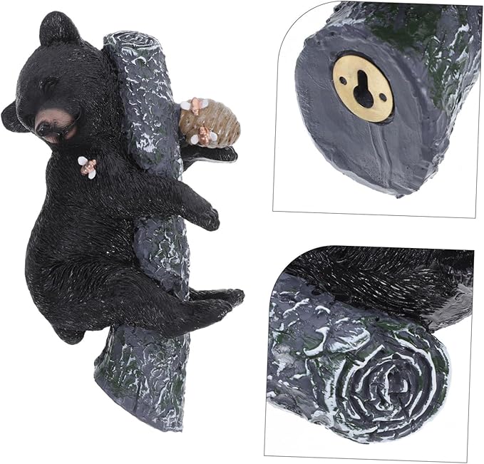 Toyvian Resin Bear Sculpture Lifelike Outdoor Animal Decor for Garden Durable Weather-Resistant Art Charming Tree Decoration for Nature Lovers and Adventurers