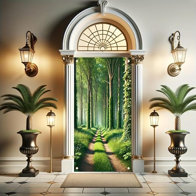 Forest Path Garden Flag Green Tree Woodland Scenery 71x35 inch Double Sided OutdoorYard Banner for Nature Landscape Spring Summer Decor