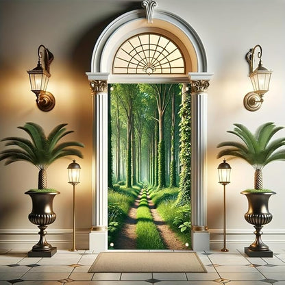 Forest Path Garden Flag Green Tree Woodland Scenery 71x35 inch Double Sided OutdoorYard Banner for Nature Landscape Spring Summer Decor