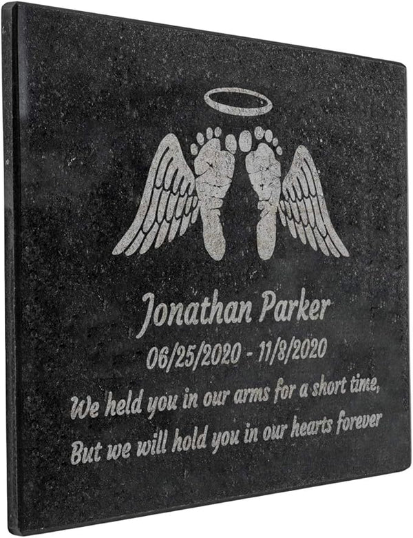 PlaqueMaker Black Granite Memorial Headstone Or Garden Memorial for Lost Infant or Child - Include You Personalized Text. Can be Used as a Sympathy Gift, Garden Stone or Grave Maker (8.5 x 11 x 0.4)