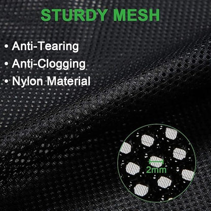 Black Nylon Mesh Pump Barrier Bag, 2 Pack 17.7"x17.7" for Pond Biological Filters and Submersible Outdoor