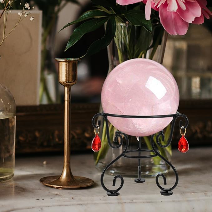 ABOOFAN Metal Mosaic Reflective Gazing Globe Base Holder 5.12 Inch Decorative Ball Stand for Garden Patio Outdoor Display