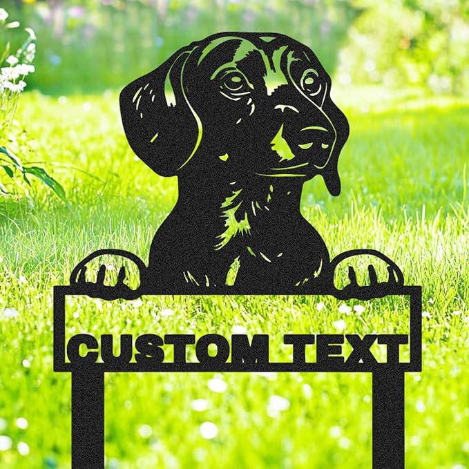Custom Dachshund Dog Metal Garden Sign Decor for Outside | Personalized Dachshund Garden Stake Yard Sign | Customized Pet Dog House Decor Welcome Name Signs Lawn Decorations