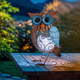 MUMTOP Solar Lights Outdoor Garden Owl Decor, Owl Solar Light Outdoor Waterproof with Crackle Glass Globe Gardening Statue Gifts and Metal Yard Art for Lawn Porch Patio Outside Garden