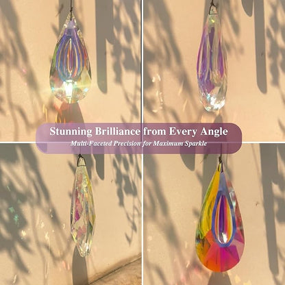 2in1 Design Luxury Wind Chimes & Suncatcher for Outside Deep Tone Wind Chime with Wooden Top Sun Catcher Prism for Window Porch Patio Decor Mother's Day wind chimes for Mom Sister Grandma Garden Gifts
