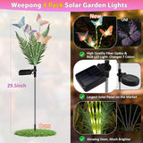 Weepong Solar Garden Lights 4 Pack Waterproof Decorative Solar Lights Outdoor with Glowing Stems,7-Color Changing ‎Fiber Optic Butterfly Light for Outside Yard Lawn Garden Decor, Gifts for Women
