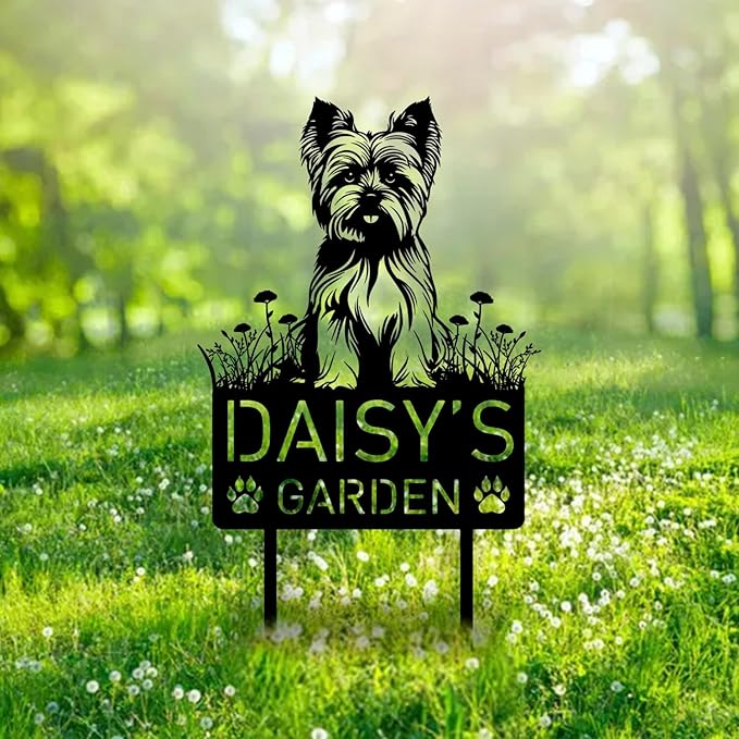 Custom Yorkshire Terrier Dog Metal Memorial Garden Stake Personalized Pet Grave Marker Name Sign Remembrance Stake Decor Sympathy Dog Loss,Outdoor Statues for Yard Garden Lawn Patio Pathway Grave.
