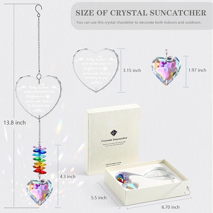 Teacher Appreciation Gifts, K9 Crystal Suncatcher Teacher Gifts for Women, Teachers Retirement Thank You Gift