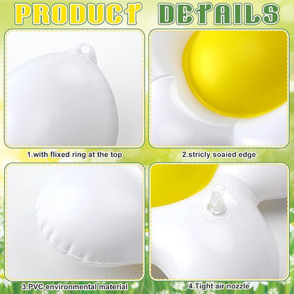 Realspring 18 Pcs Spring Daisy Flower Inflatables Balls 12 Inch Inflatable White Daisy Flowers Blow up Decorations Spring Hanging Ornament Giant PVC Yard Decor for Indoor Outdoor Garden Party Supplies