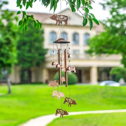 Pig Wind Chimes Outdoor Pig Gifts for Women/Men/Mom/Wife/Grandma Birthday Gifts Memorial Gift Metal WindChimes for Outside/Indoors, Lawn, Patio, Home, Porch, Yard Decor, Garden Decorations