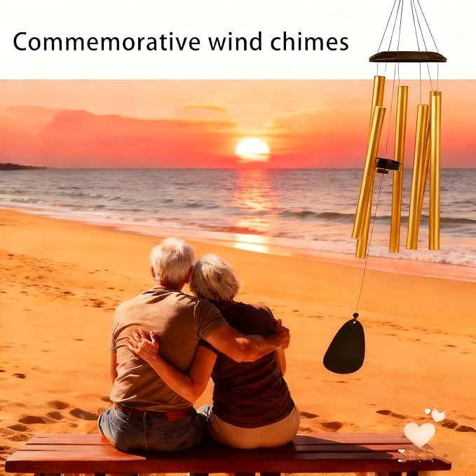 37 Inch Deep Tone Wind Chimes for Outside, Memorial Wind Chimes for Loss of Loved One, Large Gold Metal Wind Chimes for Garden Decor, Sympathy Gifts for Bereavement, Outdoor Chimes