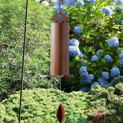 Outdoor Wind Chimes Heroic Windbell Antique Wind Bell, Deep Resonance Serenity Bell, Metal Cylinder Wind Chimes Windchime for Outdoor Garden, Patio, Porch Wind Bell, Deep Tone Sound (Brown)
