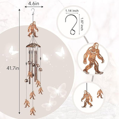 Bigfoot Wind Chimes for Outside,41" Metal Windchimes,Housewarming/Easter/Halloween/Festival/Birthday/Anniversary Bigfoots Gifts for Women/Men, Bigfoot Decor for Outside, Patio or Yard, Garden