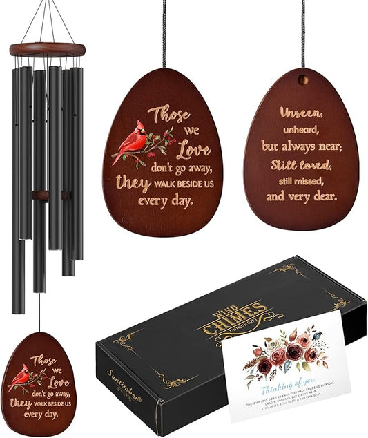 Cardinal Standing on Mistletoe Memorial Wind Chimes for Outside,Sympathy Wind Chimes for Loss of Loved One Mother Father,Cardinal Gifts & Sympathy Gift for Bereavement,Condolence,Funeral