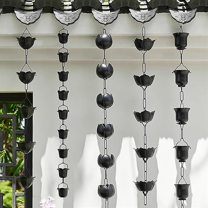Copper Old Rain Chain for Gutters, Roof Rain Collector/Diverter, Metal Chain Type for Villa Temples(Style 3,1.5m/5ft)