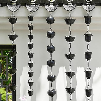 Copper Old Rain Chain for Gutters, Roof Rain Collector/Diverter, Metal Chain Type for Villa Temples(Style 2,1.5m/5ft)