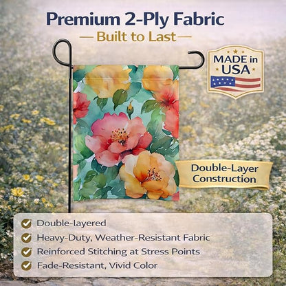 Caroline's Treasures Georgia Cherokee Rose in Watercolor Garden Flag Mailbox Flag Decorative Yard Flag Banner Outside Patio Artwork Yard Flower Beds, Garden Size, Multicolor