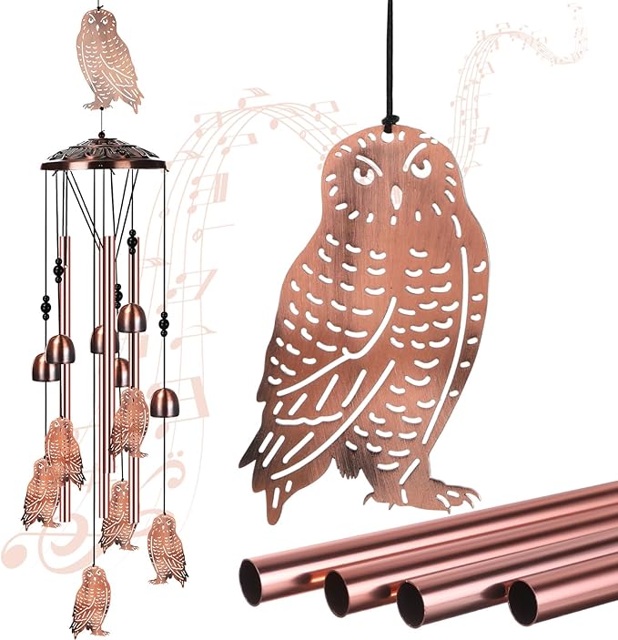 Briwooody Owl Wind Chimes for Outside Owl Gifts for Women Mom Metal Wind Chimes Memorial Birthday Decor for Outdoors Patio Garden Porch Home Yard Decoration