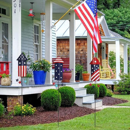 hogardeck 4th of July Decorations Outdoor, 36” Set of 3 Metal Firework Decorative Garden Stakes for Fourth of July Decorations, Patriotic Yard Firecracker Signs for Garden Memorial Day Decorations