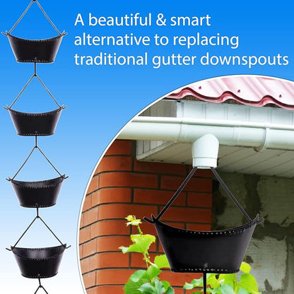 RainChains Pacific Boat Cup Rain Chain 8.5ft Iron Heavy Rain Chains for Gutters Premium Decorative