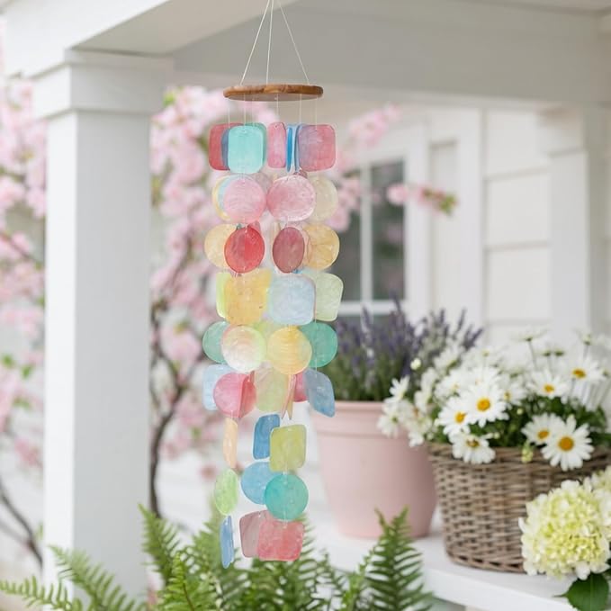 Solange & Frances Rainbow Wind Chimes for Outside. Spring Porch Decor Windchime Outdoors, Home Decor, Wind Chimes Garden Decor and Front Porch Decor. Unique Birthday Gifts, for Mom