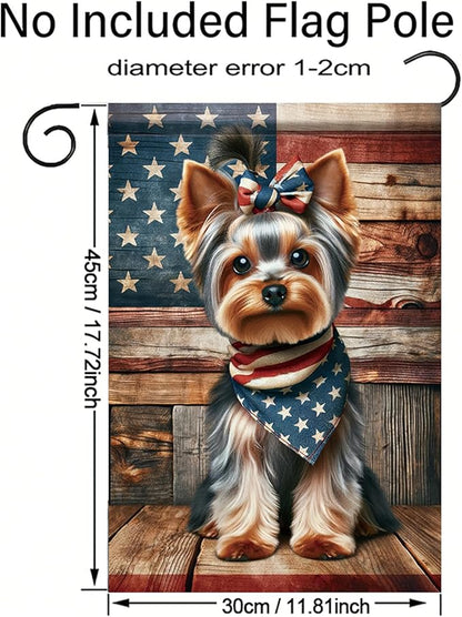 Patriotic Garden Flag Yorkie Dog American Flag 12x18 Double Sided 4th of July Decorative Outdoor Flag for Memorial Day Independence Day Yard Porch Home Decor Seasonal Flags