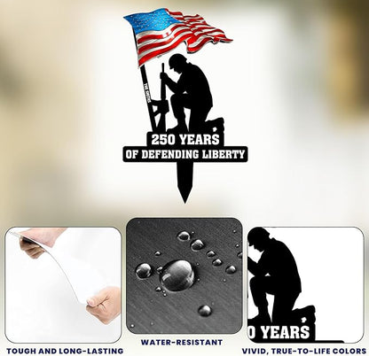 Macorner Personalized Metal Garden Stake, 250 Years of Defending Liberty