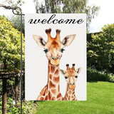 Gkyygk Welcome Giraffe Garden Flag 12 x 18 Inch Double Sided Welcome Banners Farmhouse Holiday Outside Decor Burlap Yard Flag