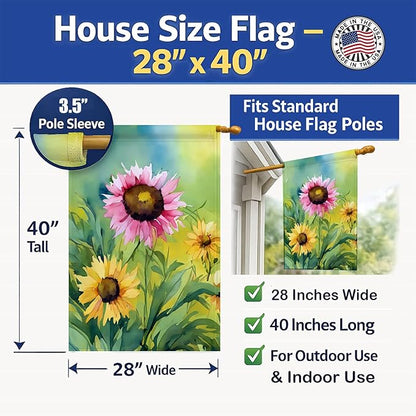 Caroline's Treasures Kentucky Goldenrod in Watercolor House Flag Large Porch Sleeve Pole Decorative Outside Yard Banner Artwork Wall Hanging, Polyester, House Size, Multicolor