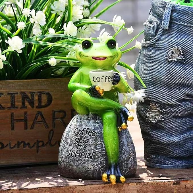 Adorable Animal Garden Statue with Umbrella - Charming Outdoor Decor for Yard, Patio, or Garden (Yellow Cup)