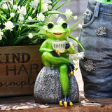 Adorable Animal Garden Statue with Umbrella - Charming Outdoor Decor for Yard, Patio, or Garden (Yellow Cup)